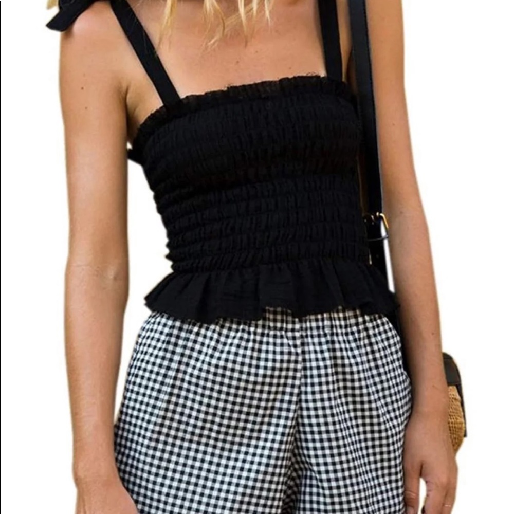 NWOT! Smocked Tank Top Tie Shoulder